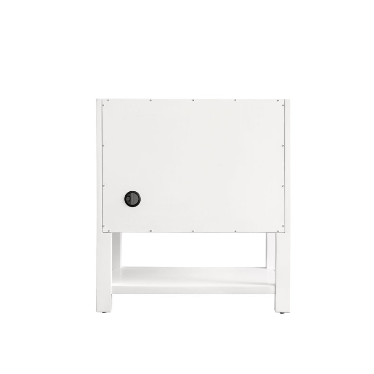 Bright White Solid Wood Single Vanity with Brass Knobs