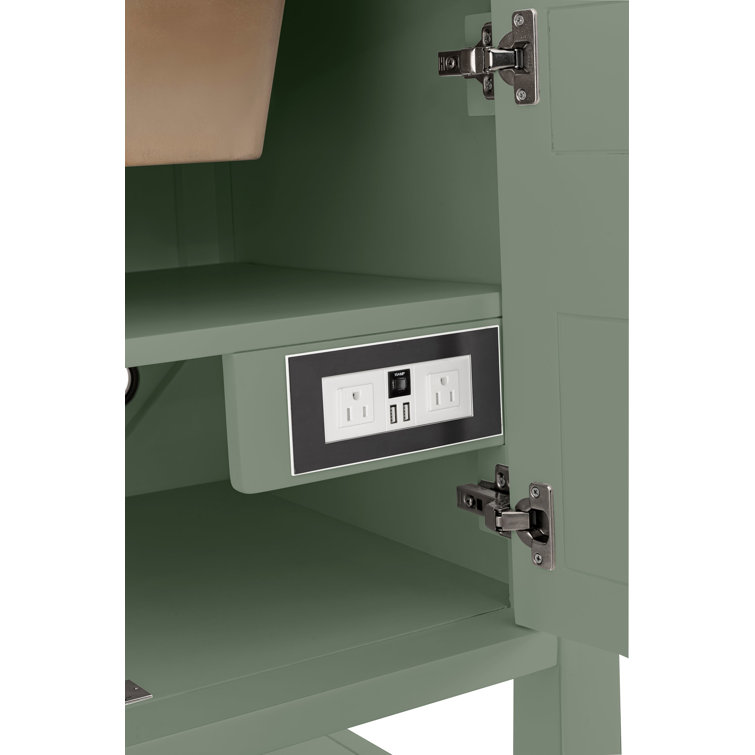 Smokey Celadon Solid Wood Single Vanity with Charcoal Soapstone Top