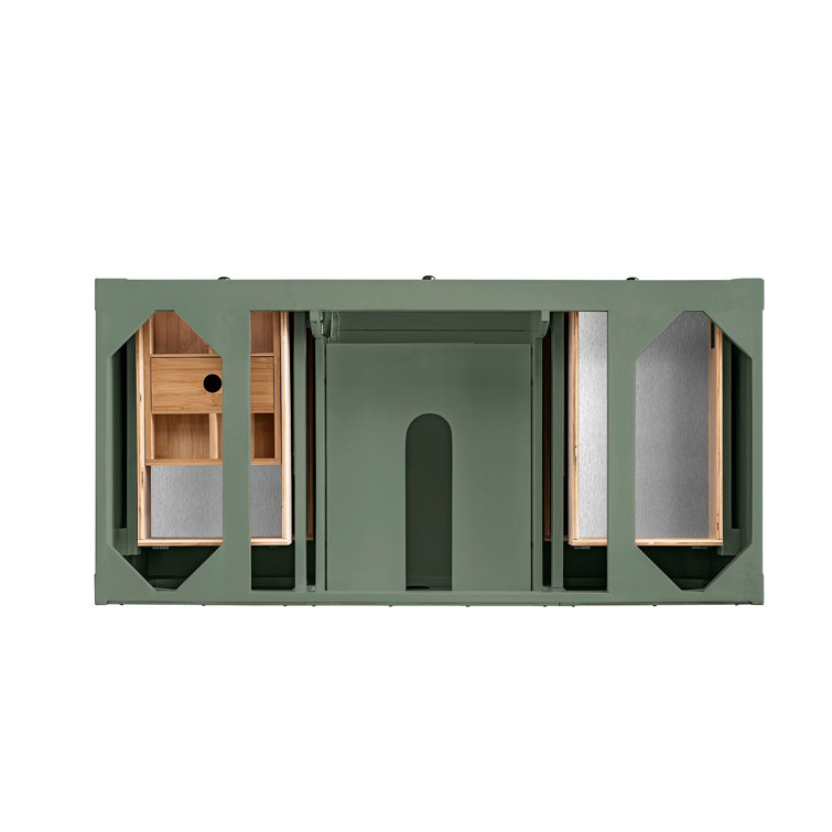 Smokey Celadon Solid Wood Single Vanity with Brass Hardware