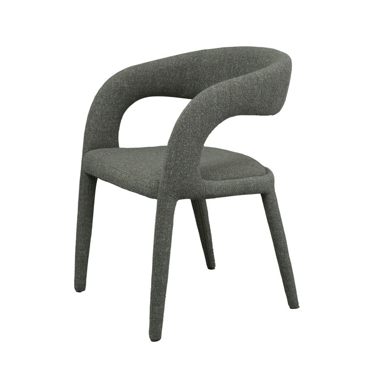 Gray Upholstered Modern Arm Chair with Iron Legs