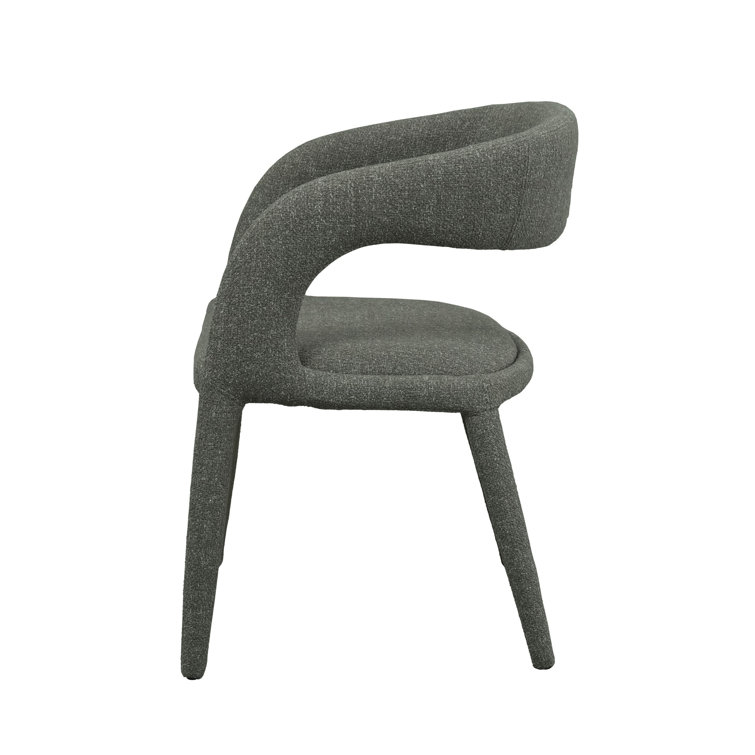 Gray Upholstered Modern Arm Chair with Iron Legs