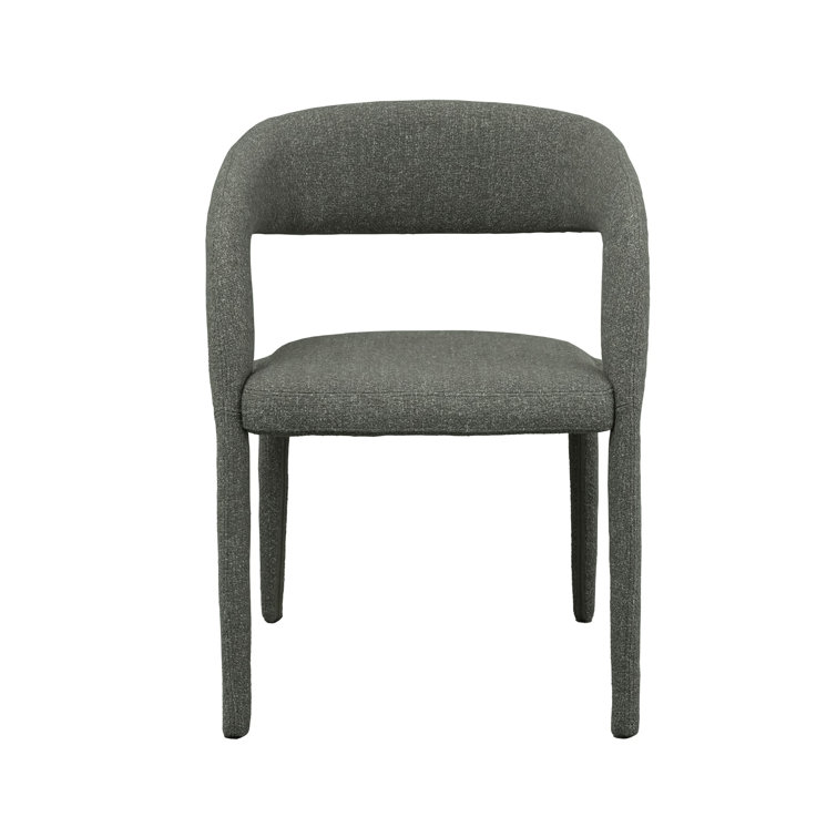 Gray Upholstered Modern Arm Chair with Iron Legs