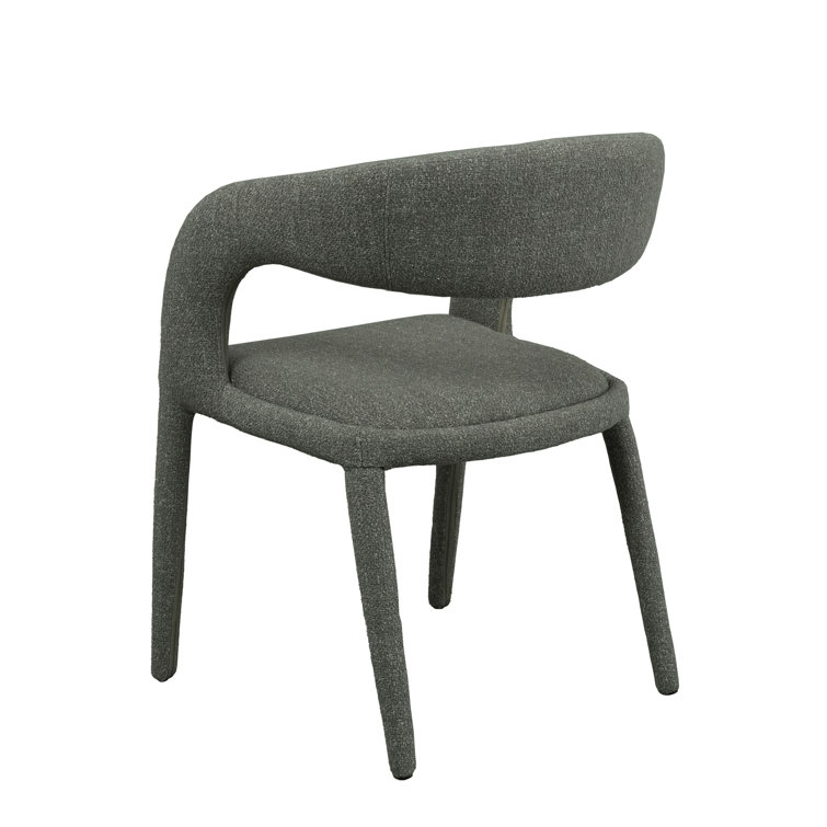 Gray Upholstered Modern Arm Chair with Iron Legs
