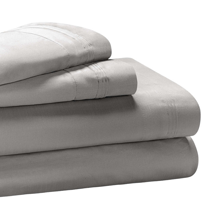 Full Gray Egyptian Cotton Deep Pocket Sateen Sheet Set