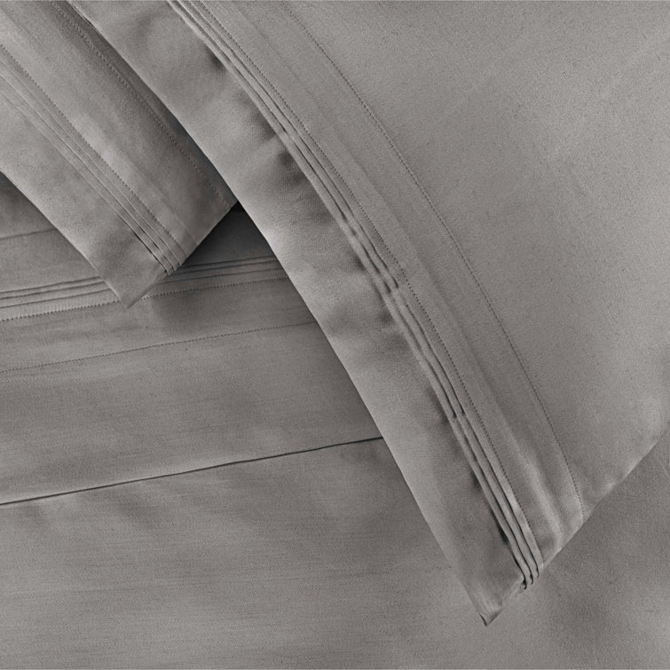 Full Gray Egyptian Cotton Deep Pocket Sateen Sheet Set
