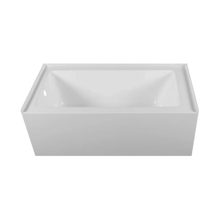 66-Inch White Acrylic Rectangular Soaking Bathtub with Apron Front