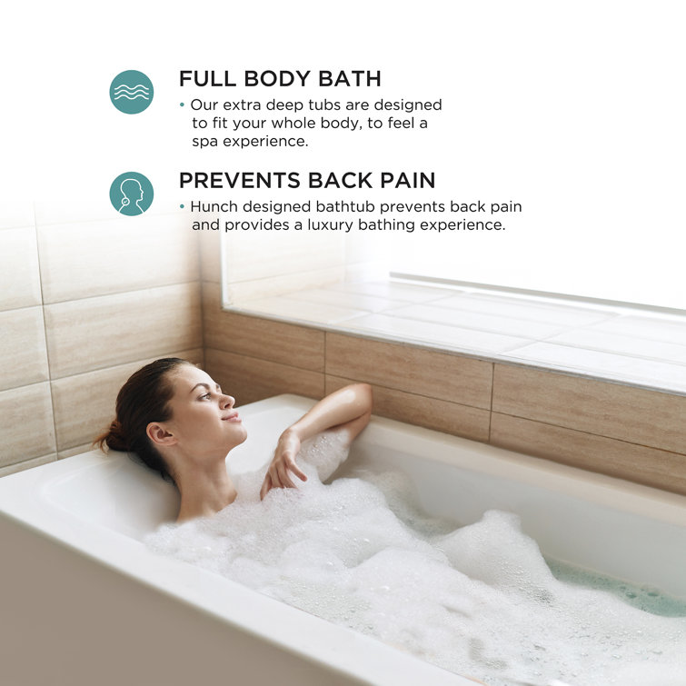 Glossy White Acrylic Alcove Soaking Bathtub with Apron Front