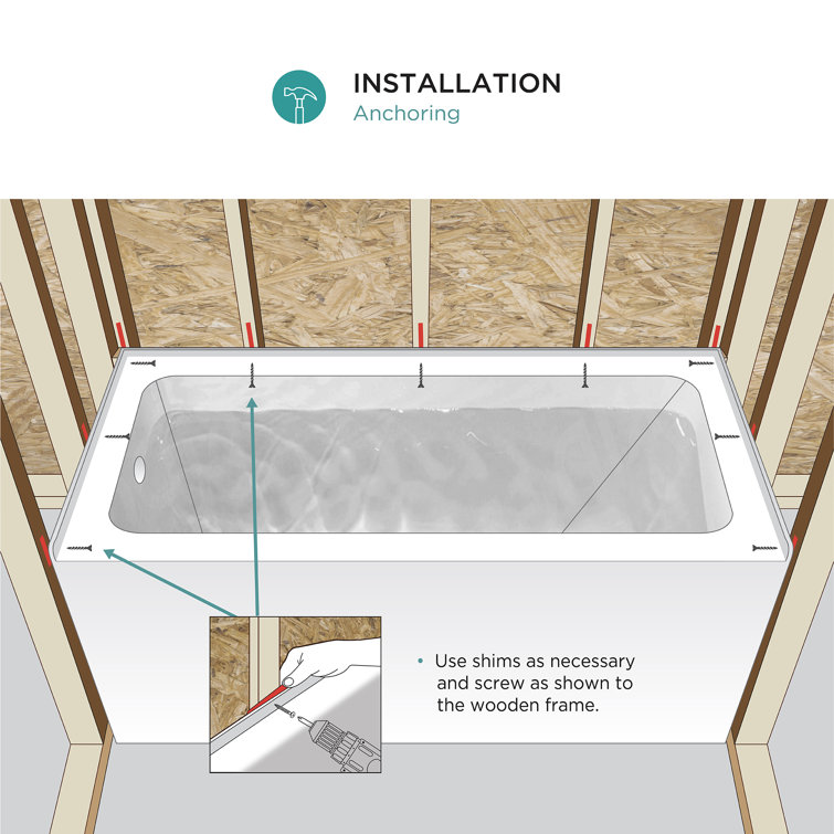 Glossy White Acrylic Alcove Soaking Bathtub with Apron Front, 60" x 32"