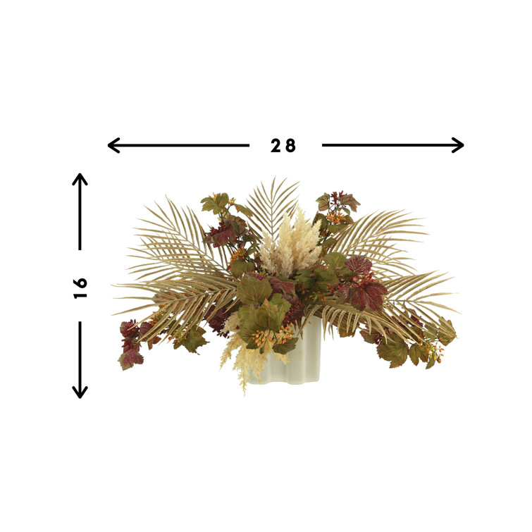 Large Burgundy and Green Polysilk Ivy Arrangement in Ceramic Vase