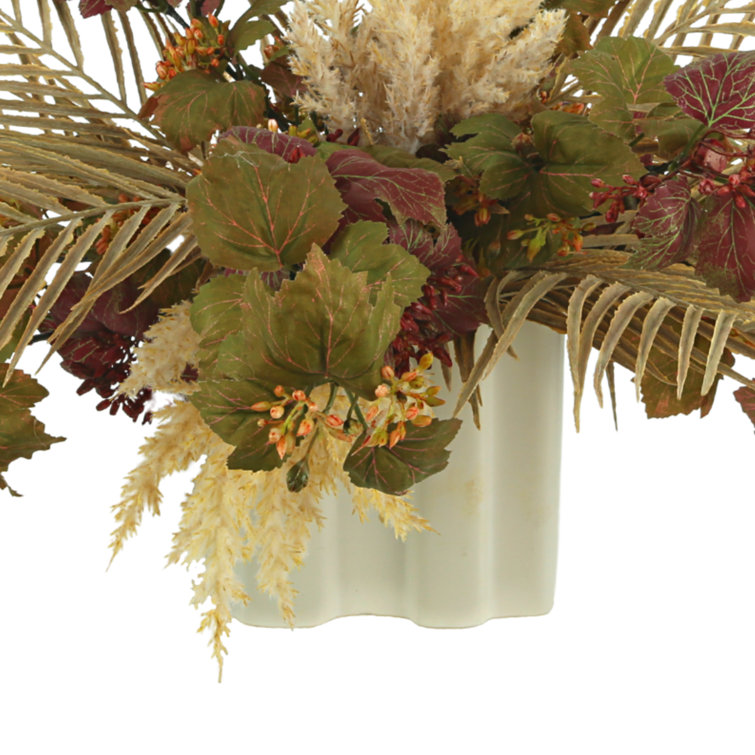 Large Burgundy and Green Polysilk Ivy Arrangement in Ceramic Vase