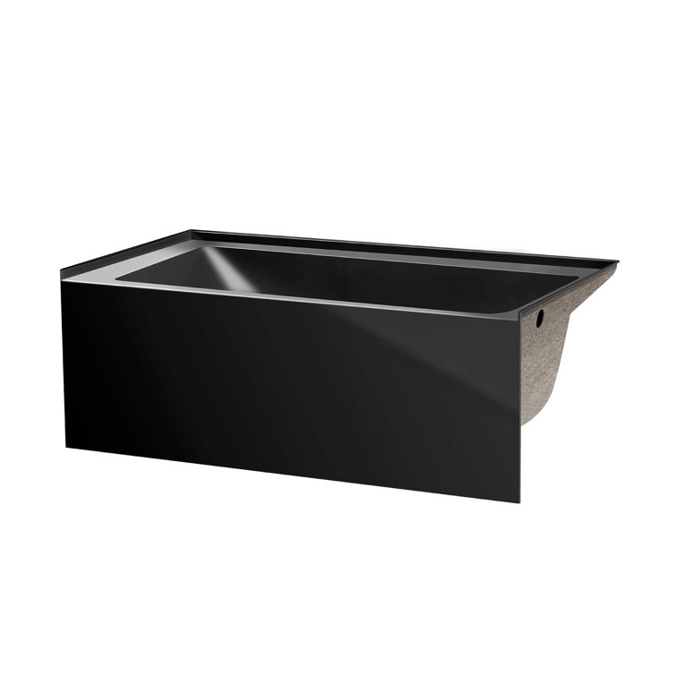 Black Acrylic Alcove Soaking Bathtub with Apron Front, 54" x 30"