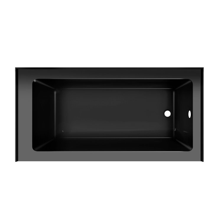 Black Acrylic Alcove Soaking Bathtub with Apron Front, 54" x 30"
