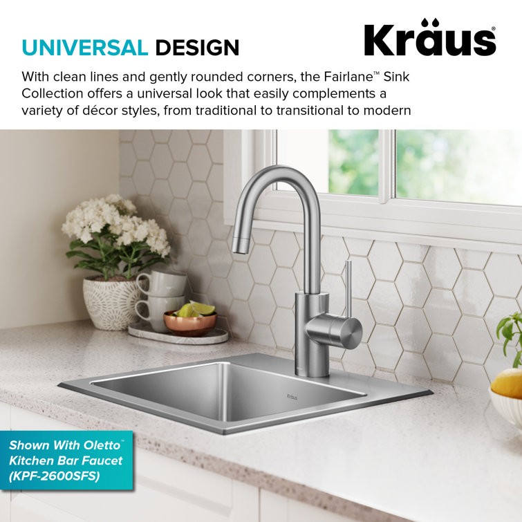 Fairlane 15-inch Stainless Steel Drop-In Single Bowl Kitchen Sink