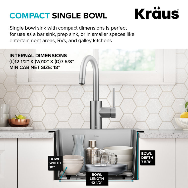 Fairlane 15-inch Stainless Steel Drop-In Single Bowl Kitchen Sink