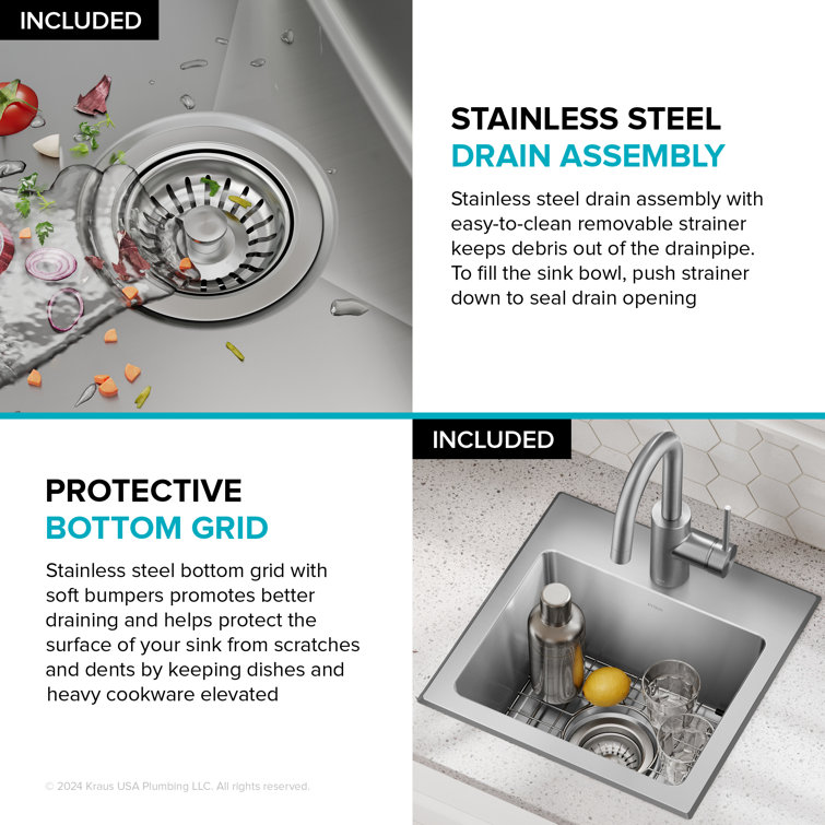 Fairlane 15-inch Stainless Steel Drop-In Single Bowl Kitchen Sink