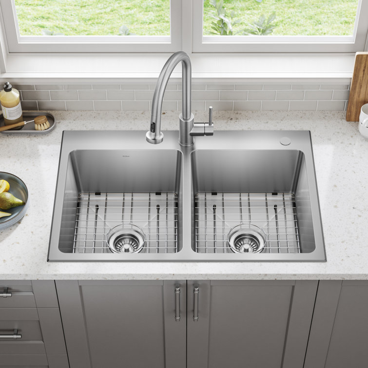 Fairlane 33-Inch Stainless Steel Double Bowl Undermount Kitchen Sink