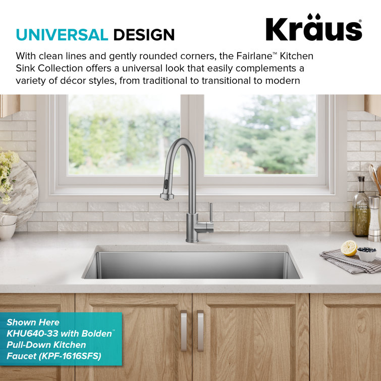 Kraus 32.5" Stainless Steel Single Bowl Drop-In Kitchen Sink