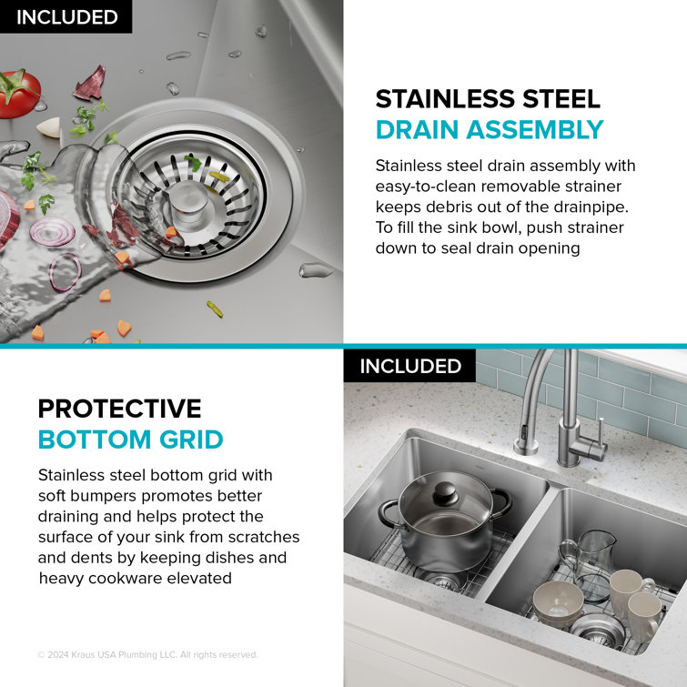 Kraus 32.5" Stainless Steel Single Bowl Drop-In Kitchen Sink