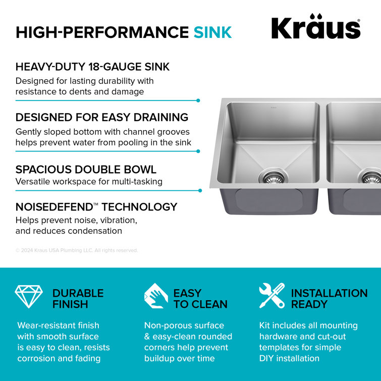 Kraus 32.5" Stainless Steel Single Bowl Drop-In Kitchen Sink