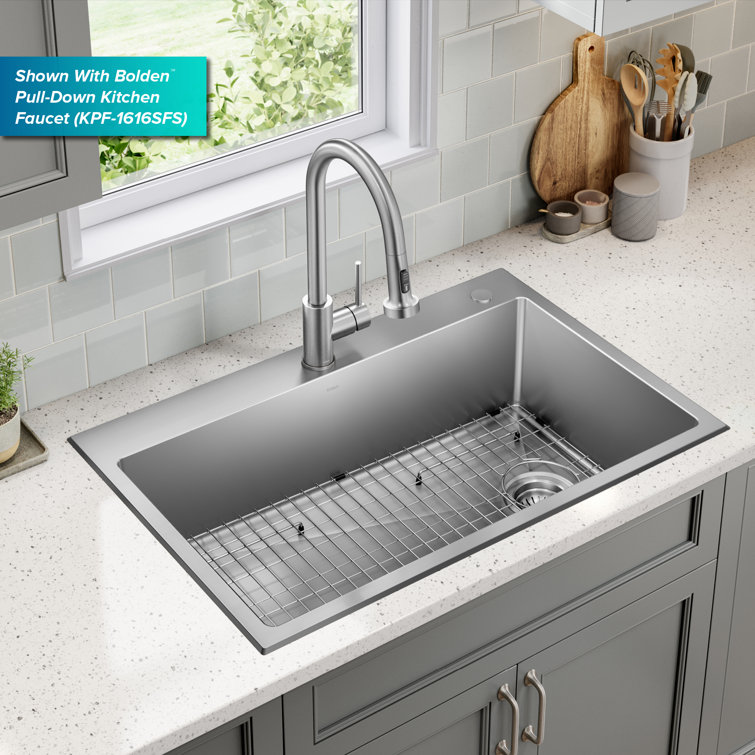 Fairlane 33-Inch Stainless Steel Drop-In Single Bowl Kitchen Sink