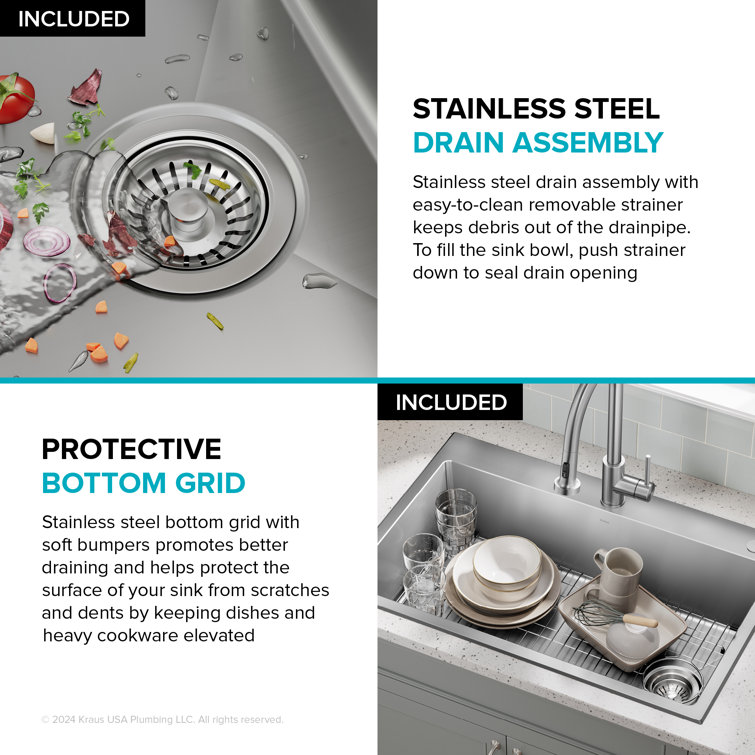 Fairlane 33-Inch Stainless Steel Drop-In Single Bowl Kitchen Sink