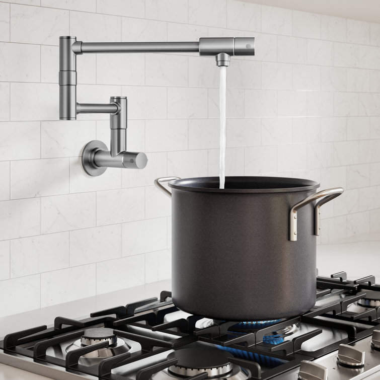 Bolden Stainless Steel Wall Mount Pot Filler Faucet with Retractable Arm