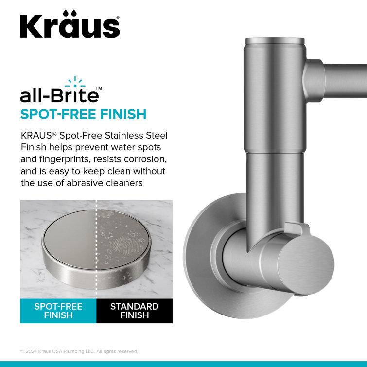 Bolden Stainless Steel Wall Mount Pot Filler Faucet with Retractable Arm