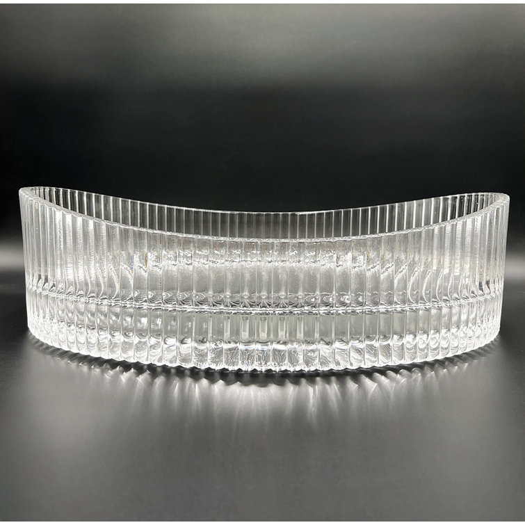 20'' Clear Ribbed Glass Oval Above-Counter Vessel Sink