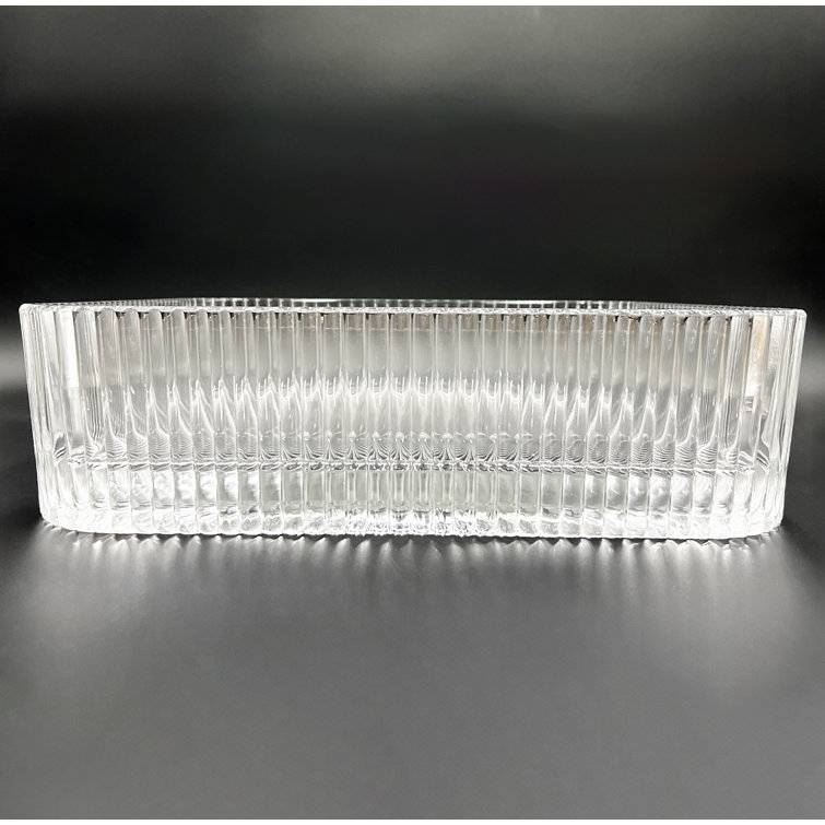 Clear Tempered Glass Square Vessel Bathroom Sink, 15 inches