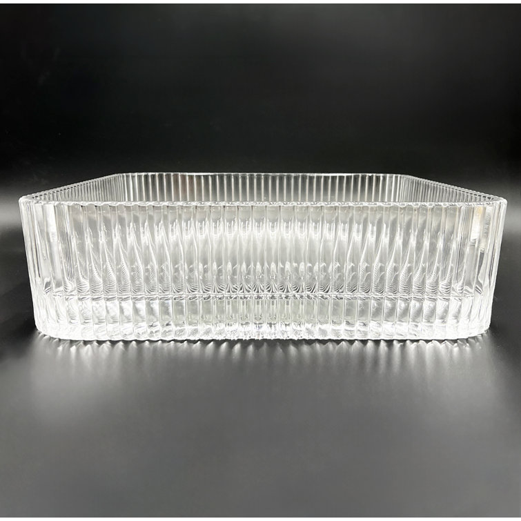 Clear Tempered Glass Square Vessel Bathroom Sink, 15 inches