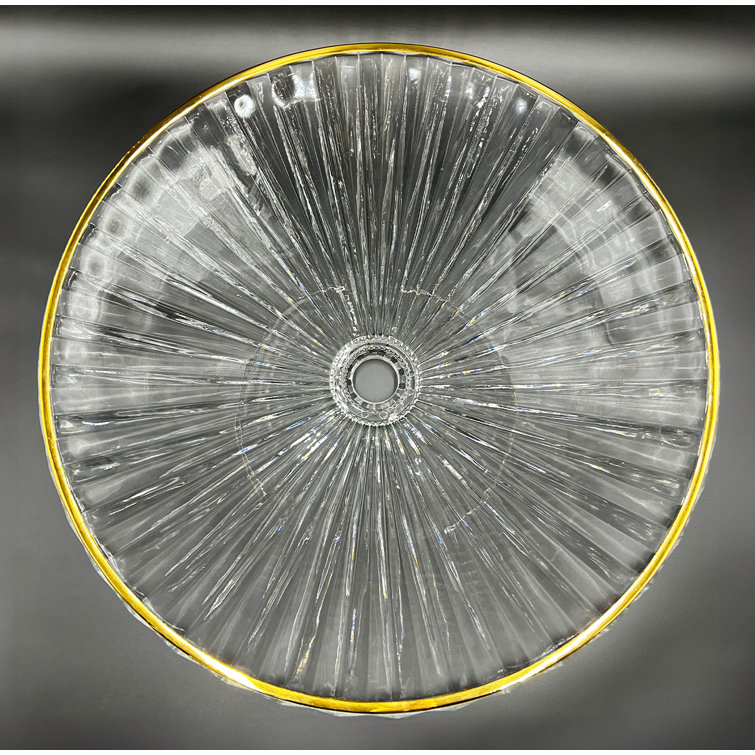 20" Clear Glass Vessel Sink with Gold Rim
