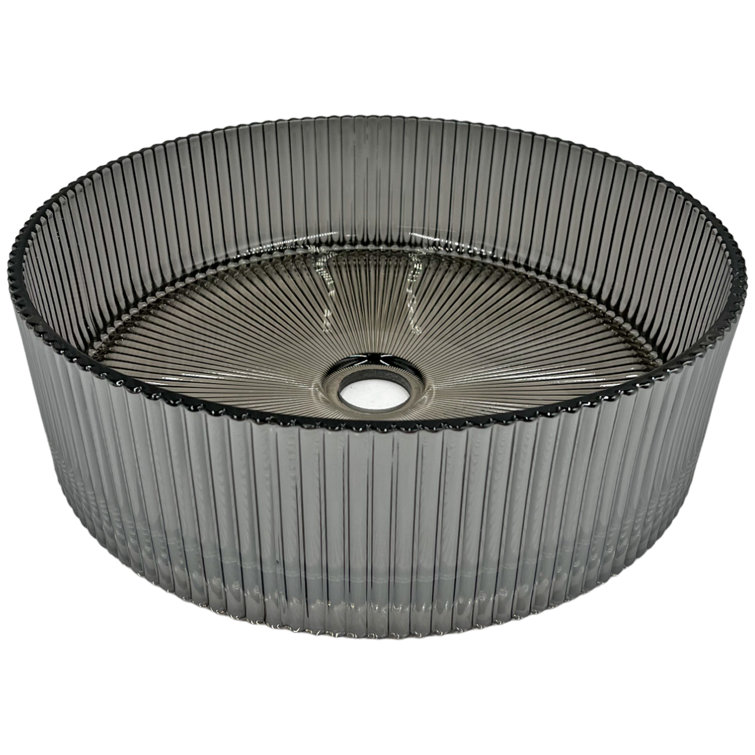 Smoky Gray 16" Tempered Glass Circular Vessel Sink