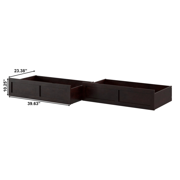 Espresso Solid Hardwood Underbed Storage Drawers Set