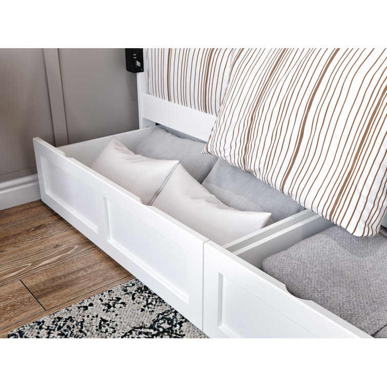 White Queen Size Underbed Storage Drawers with Rollers
