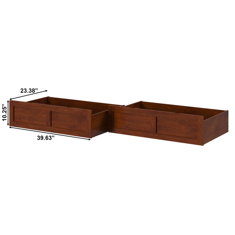 Walnut Queen Underbed Storage Drawers with Rollers