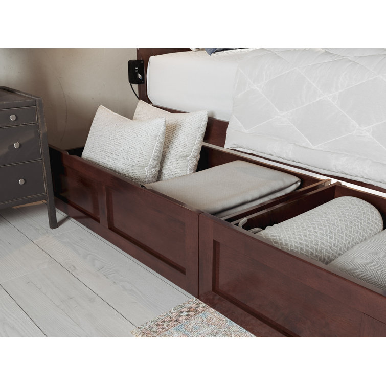 Walnut Queen Underbed Storage Drawers with Rollers