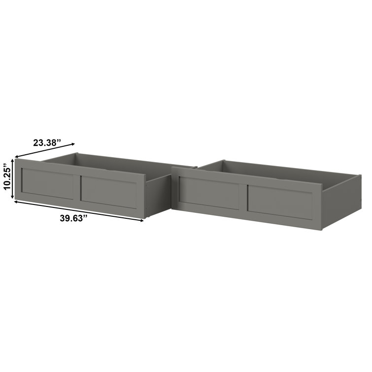 Gray Queen Size Underbed Storage Drawers with Rollers