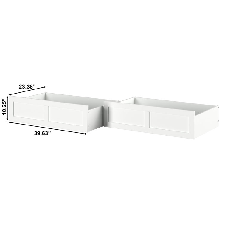 White Queen Size Underbed Storage Drawers with Rollers
