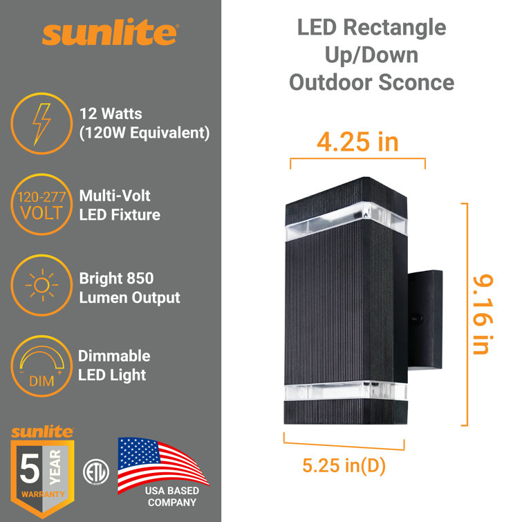 Black Aluminum and Steel LED Outdoor Wall Sconce