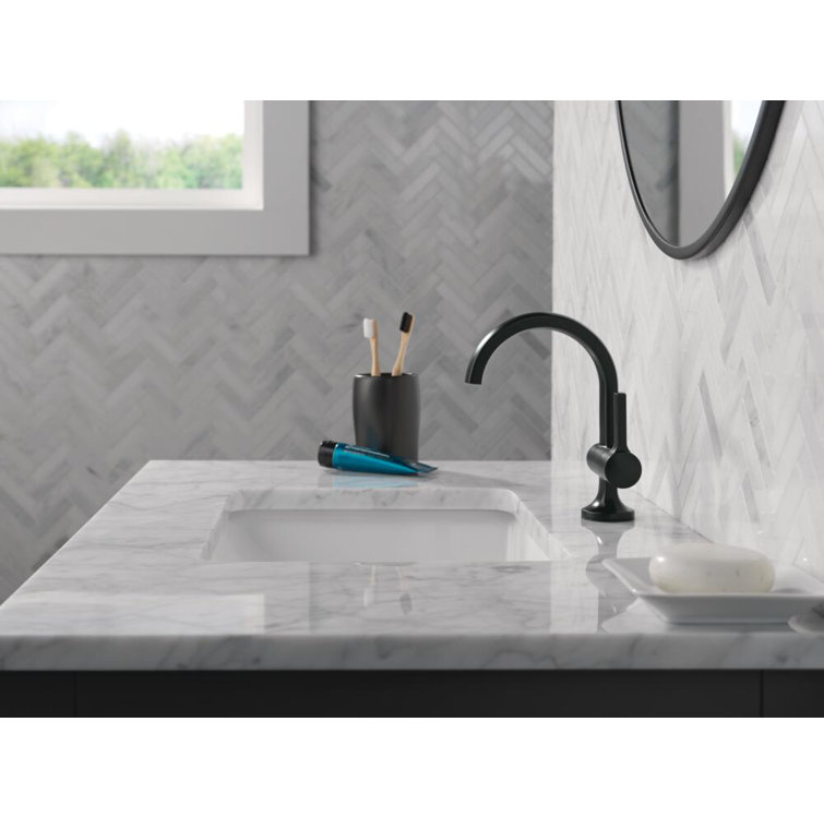 Albion Matte Black Single Handle Bathroom Faucet with Drain Assembly