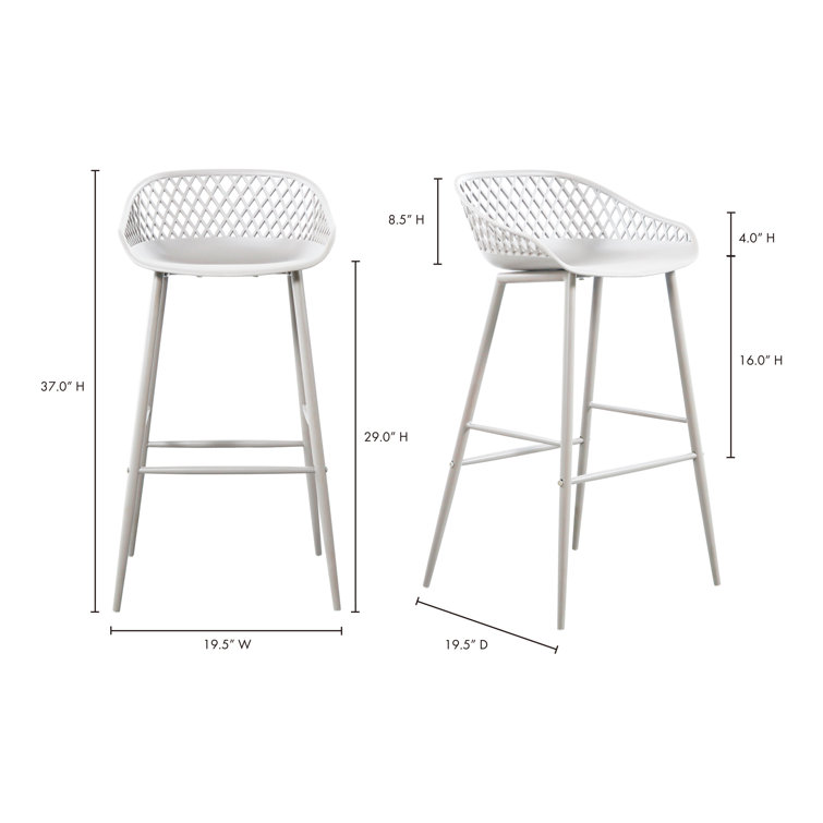 White 29" Modern Low-Back Patio Bar Stools Set of 2