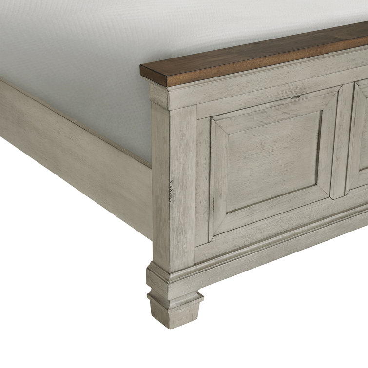 Bloomfield King Panel 3PC Bedroom Set in Washed Stone and Medium Brown Wood