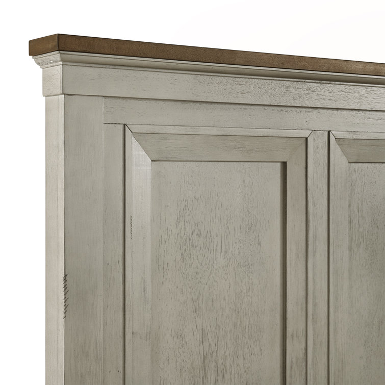 Bloomfield King Panel 3PC Bedroom Set in Washed Stone and Medium Brown Wood