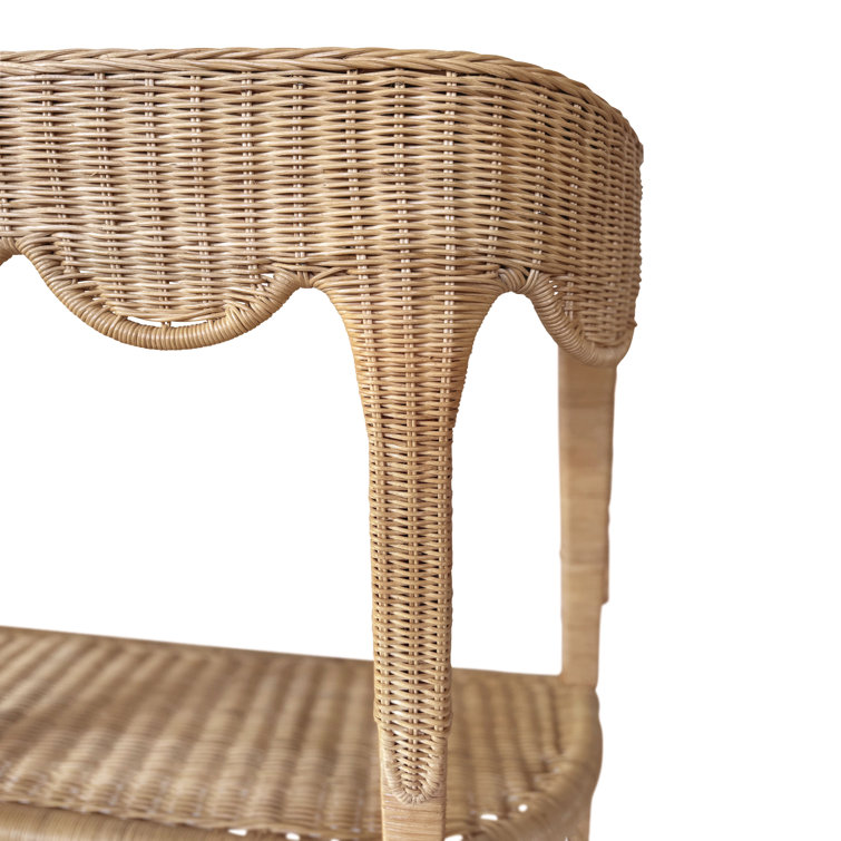 Nude Rattan Scalloped Demilune Hallway Table with Storage