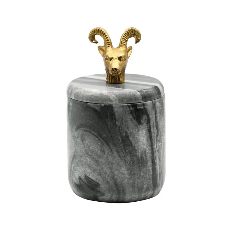 Rammy Handmade Black Marble and Brass Decorative Box