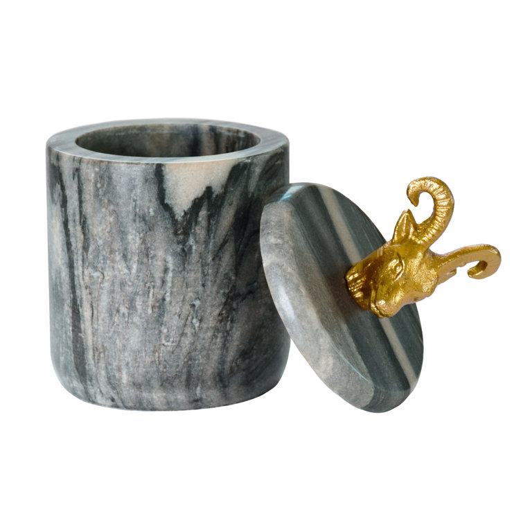 Rammy Handmade Black Marble and Brass Decorative Box