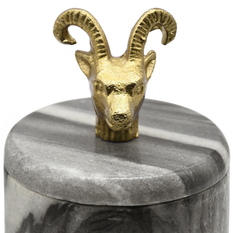 Rammy Handmade Black Marble and Brass Decorative Box