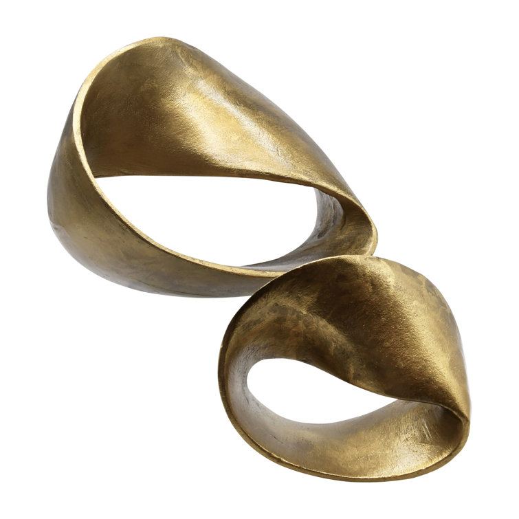 Textured Brass Abstract Metal Sculpture, 6.75" H x 8.5" W