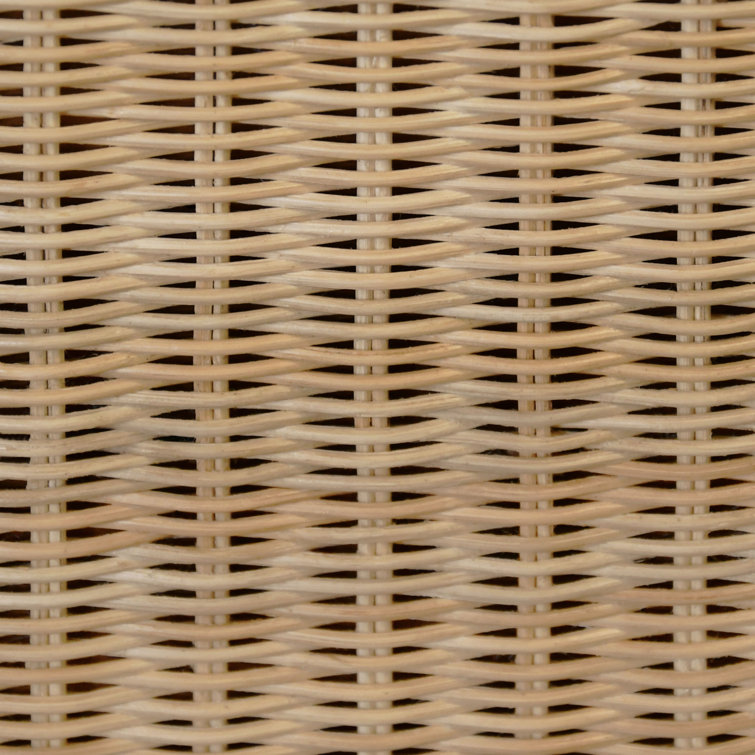 Natural Rattan Round Side Table with Glass Top and Storage