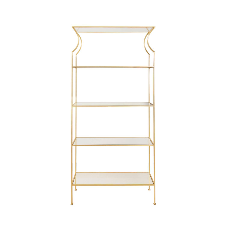 Elegant Gold Leaf and Clear Glass Etagere with Flared Top